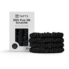Tafts 4 Pcs 22 Momme Mulberry Silk Scrunchies Mulberry Silk Scrunchies for All Hair Types and Textures Hair Accessories for Women Girls Midnight B