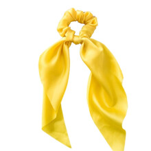 1Pc Yellow Women Girl Bow Satin Ribbon Ponytail Scarf Hair Tie Rope Scrunchies Elastic Band Hair Scrunchies Bands Elastics and Ties Clips and Barrett