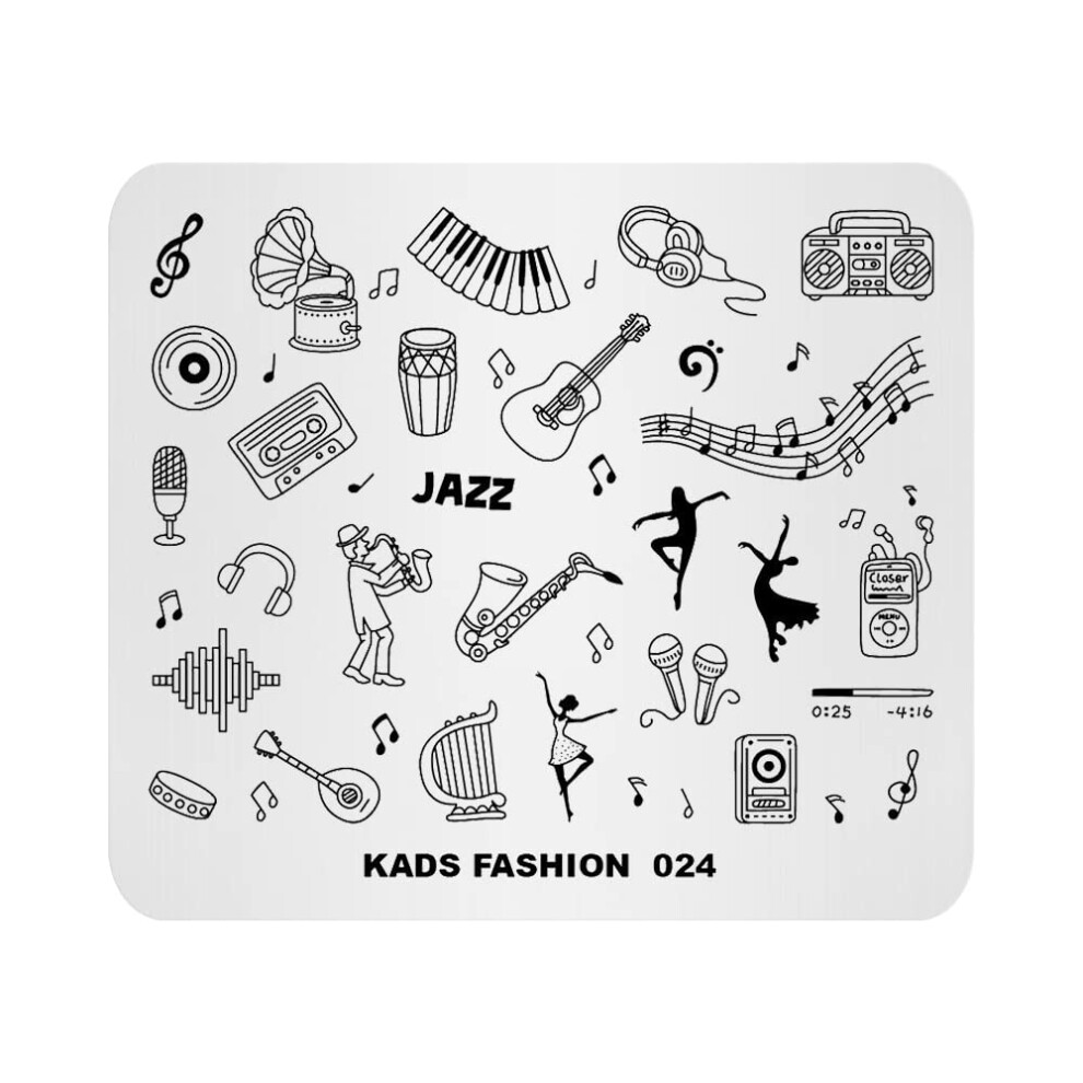 Kads Nail Art Image Stamping Plates Guitar Pattern Music Fashion Image Plates Diy Manicure Template(Fa024)