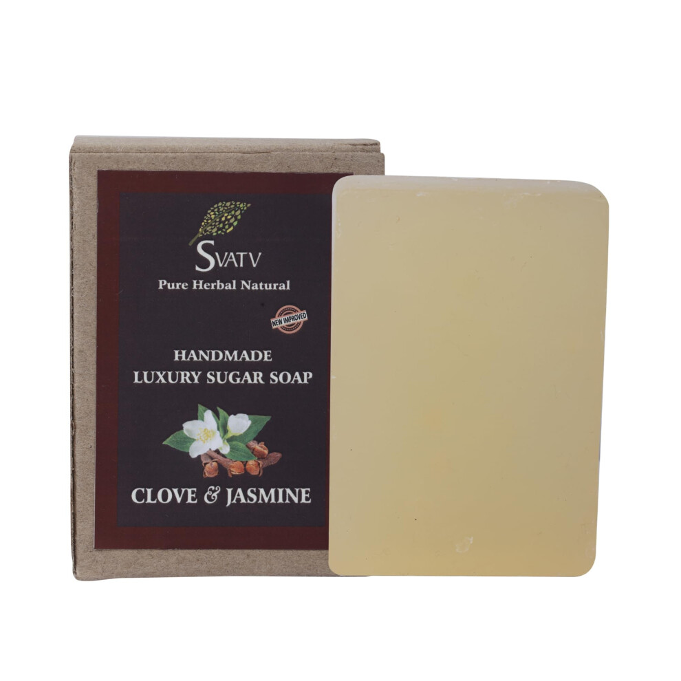 Svatv Handcrafted Soap With Natural Soothing Herbs Of Clove & Jasmine For Men And Women - Exfoliating Bar Traditional Ayurvedic Herbal Soap For All