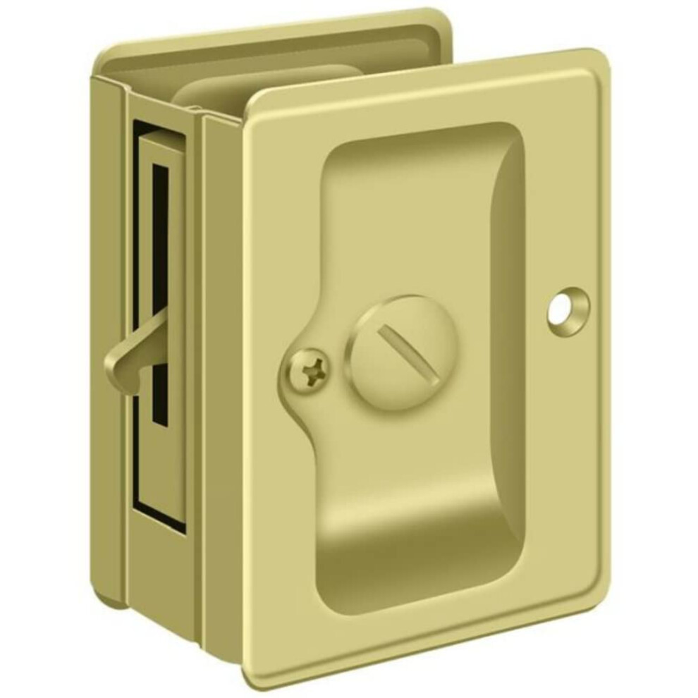 Photos - Door Lock Deltana Sdla325u3 Adjustable Heavy Duty Privacy Pocket Lock Polished Brass 3-1/4"""" X 2 1/4""""