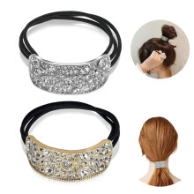 2 Pcs Rhinestones Hair Ties Scrunchies for Women Girls Elegant Rhinestone Glitter Gold Silver Ponytail Holder Hair Cuffs Elastic Hair Tie Band for W