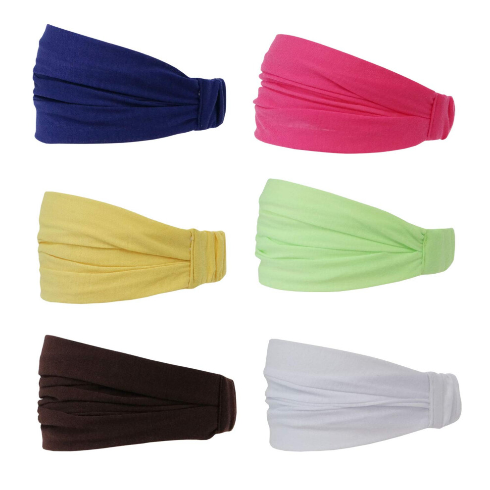 GETACOTA Lot de 6 bandeaux    lastiques larges pour femmes, style boh   me, turban, yoga, entra   nement, accessoires de mode (over6pack_01)