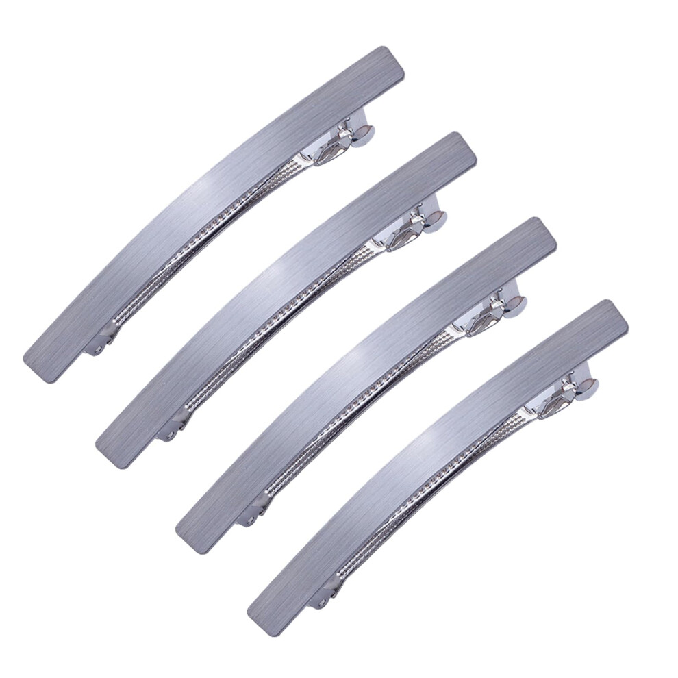 Pasadores De Metal Brillantes Hechos A Mano De 2,4 Pulgadas Para Cabello Grueso, Elegantes Y Para Peinar Cabello Largo, 4 Unidades (Plateados).-image