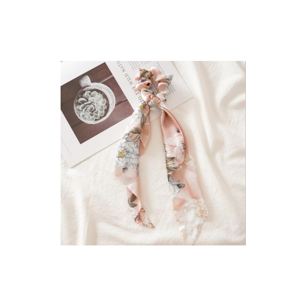 Chouchous pour cheveux pour femmes, n  uds nou  s,   lastiques, ruban en satin, chouchou rouge pour queue de cheval (rose)