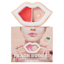 KOCOSTAR Peach Duoduo Lip Scrub og Lip Oil in Cream Eksfolierende og fugtgivende l?bebehandling til t?r hud Koreansk hudpleje 1,5 oz