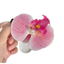 Pink Orchid Flower H?rklemme Blomst H?rklemme S?de Pink Orchid Sidesp?nder Elegant Velegnet til b?lget kr?llet lige h?r Blomster h?rklemme S?de h