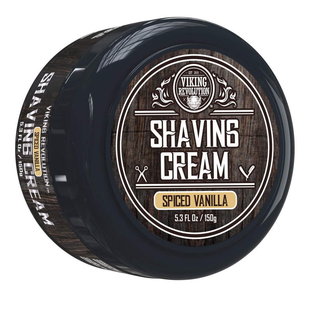 Viking Revolution Cream Luxury Shaving For Men - Spiced Vanilla Scent - Soft Smooth & Silky Shaving Soap - Rich Lather For The Smoothest Shave - 5.3O