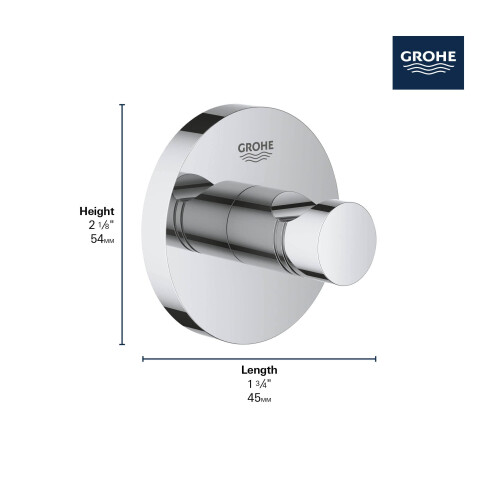 Grohe GROHE 403642431 Essentials Robe Hook  Matte Black 1