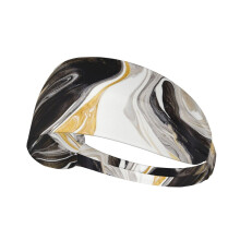 Black and Gold Swirl Liquid Ink Marble Workout Headbands Fashion Sports Sweatbands Yoga Hairbands for Fitness Athletic Non Slip Wicking Headscarf for