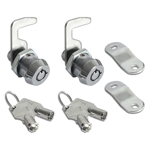 2 Pack Toolbox Lock 5/8"""" Tubular Cam Replacement Lock Hook Cam Keyed Alike with 4 Keys