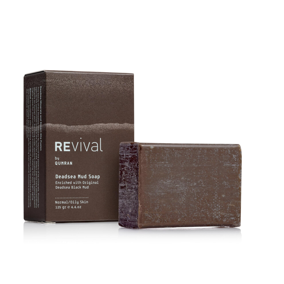 Revival By Qumran Revival Dead Sea Mud Soap Bar - Natural Detoxifying Face & Body Cleanser With Witch Hazel & Minerals - Deep Cleansing Hydrating Exfoliating For All