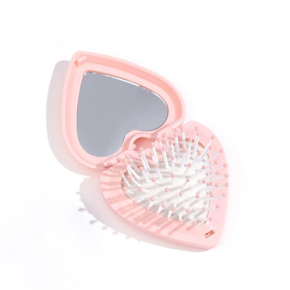Zenarao Mini Foldable Hair Comb Mini Hair Brush For Purse Travel Folding Hair Brush Heart Shape Mini Pocket Mirror Brush Hair Brushes