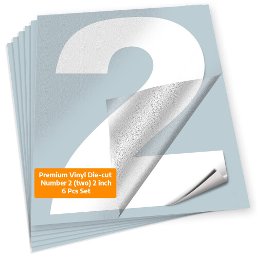 iSYFIX White Vinyl Number 2 (two) Stickers - 6 Pack 2 inch Self ...