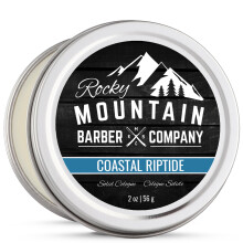 Rocky Mountain Barber Company Solid Cologne for Men - Coastal Riptide Scent - 2 Oz Size - Made with Coconut Oil Shea Butter - Long-Lasting Scent