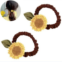 2 Stk Brune Solsikke Scrunchies H?rb?nd Elastikker H?rb?nd Hestehaleholdere For?rsh?rtilbeh?r til kvinder og piger