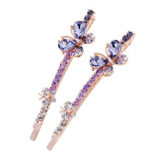 Ruihfas 1 Par Mode Kvinder Piger Krystal Rhinestone H?rn?le Dobbelt Butterfly Design H?rn?le Clips Barrettes Hovedbekl?dning (lilla)