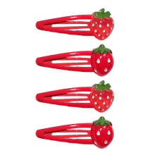 Pejlnd Strawberry Hair Clip - 4 kpl Red Metal Snap Fruit Hiuspidikkeet Hiustuet Spt Mansikka Hiustarvikkeet Tytille Taaperoille Lapsille ja teini-