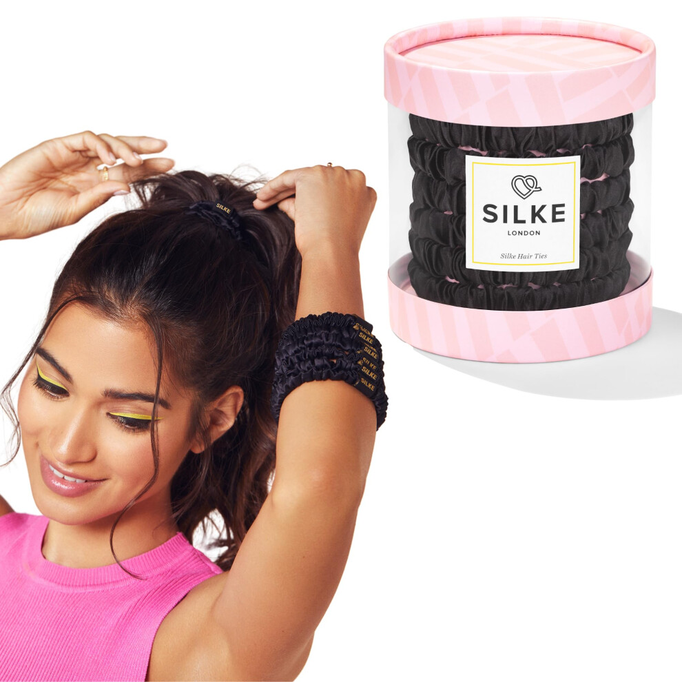 Silke London Silke Hair Ties - Cleopatra | 100% Luxurious Silk Scrunchies (6 Pack) | Gentle On Hair All Hold No Damage | Ideal For All Hair Types & Styles