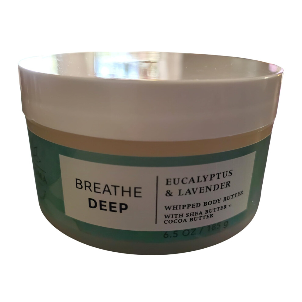 Beurre corporel fouett    aromath   rapie eucalyptus lavande Breathe Deep Bath and Body Works