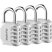 Puroma 4 Pack Combination Lock for Locker 4 Digit Outdoor Waterproof Padlock for School Gym Sports Fence Toolbox Gate Case Outdoor Hasp Stora