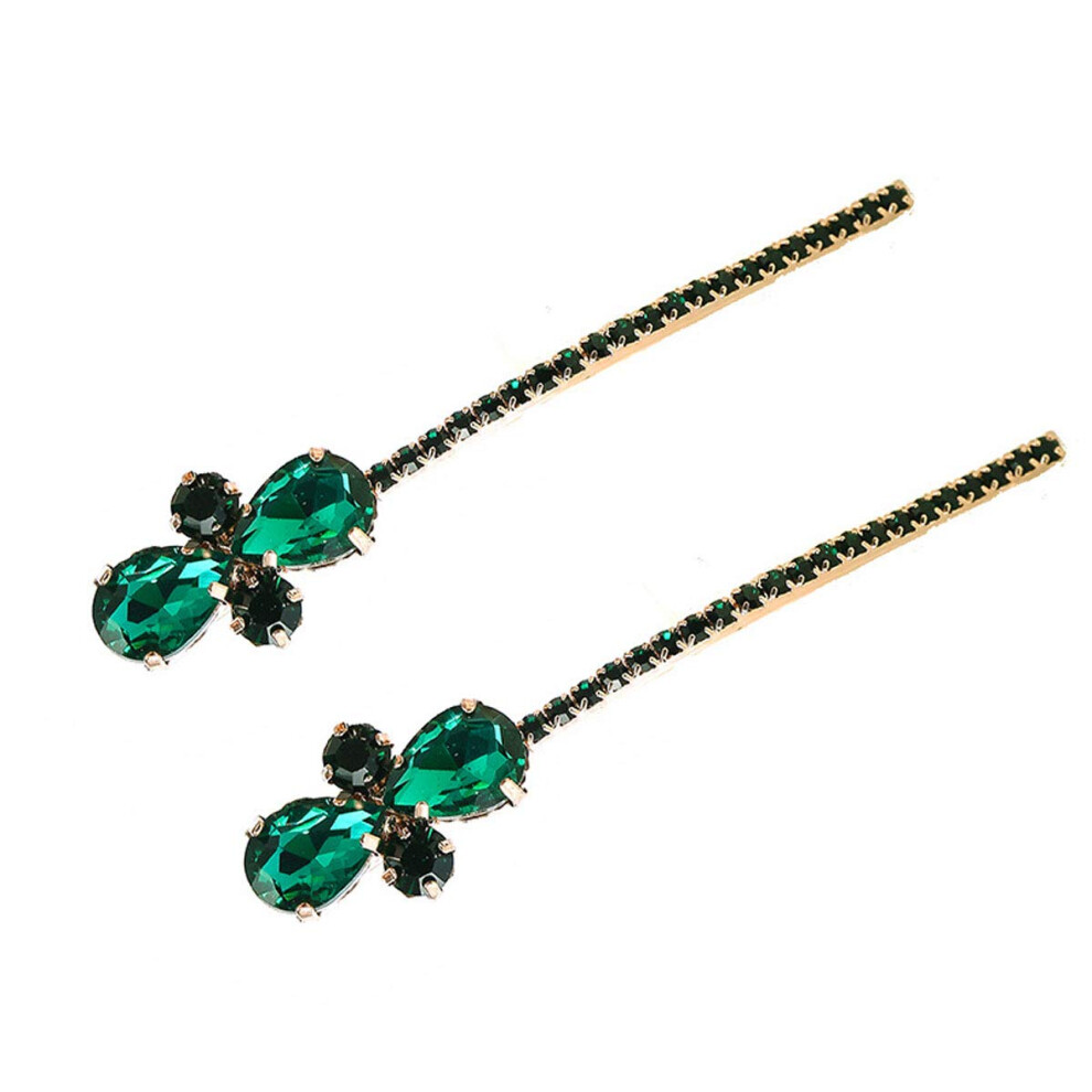 Suoirblss 2 St Ck Damen-Haarspangen Im Vintage-Stil Mit Kristall-Strasssteinen, Legierung, Seitliche Haarspange, Haarnadel, Haarklammer, Haarnade-image