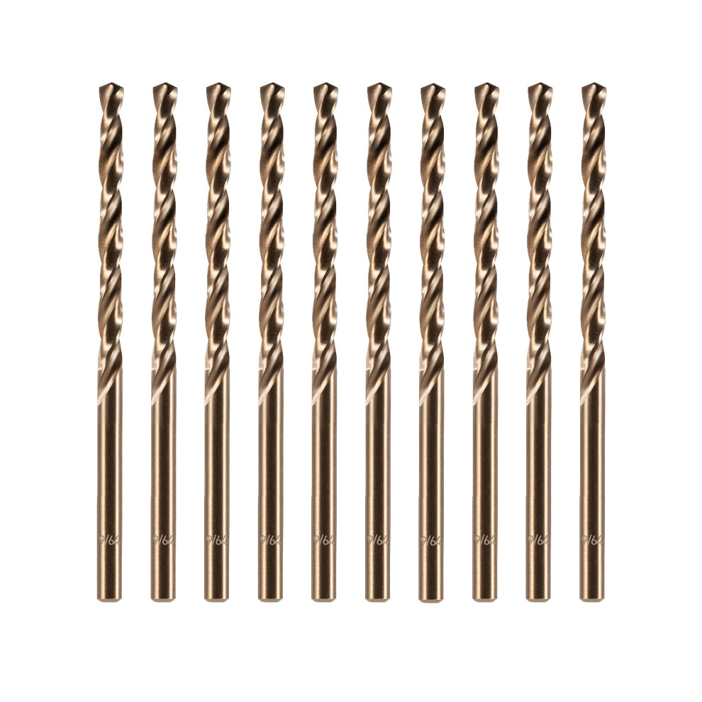 Amoolo Punte Da Trapano In Cobalto Da 9/64" (10 Pezzi), M35 Hss In Metallo Jobber Lunghezza Twist Drill Bit Set Per Metallo Duro, Acciaio Inossidabile-image