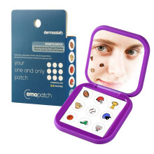 EMO PATCH Acne Pimple Patches for Face 54 Count with Mirror Case for Day & Night Use - Hydrocolloid Pimple Pads Emoji-Themed Blemish Dots Clear Ski