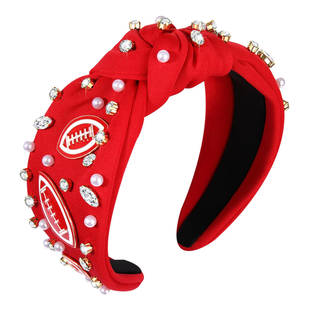 Bandeau de football pour femme, accessoire pour cheveux, motif football, avec breloque, en cristal et perles, id  al pour les fans de football