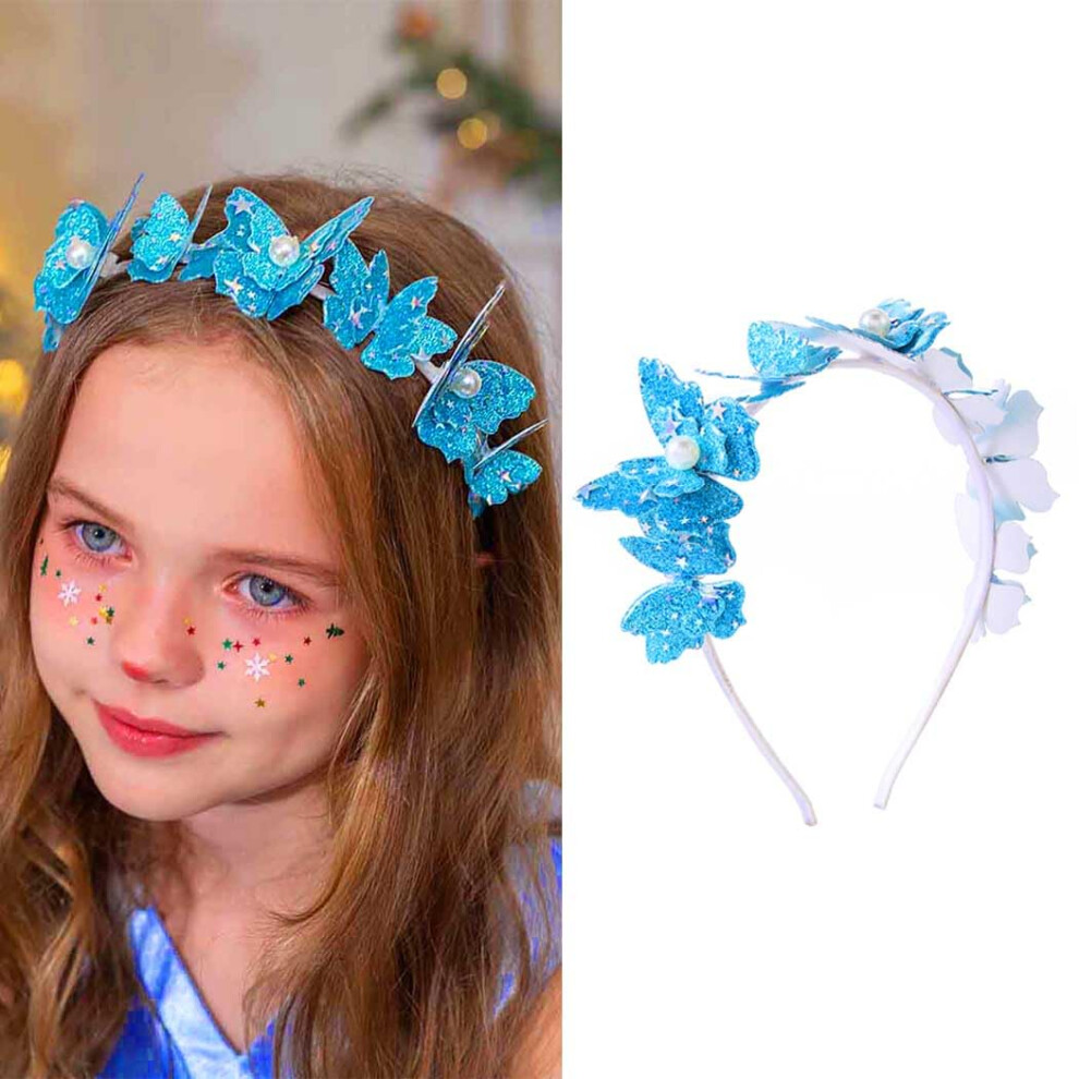 Jeweky Blaue Schmetterlings-Stirnb Nder, Funkelnde Perlen, Haarband, Festival-Party, Haar-Accessoires F R Frauen Und M Dchen-image