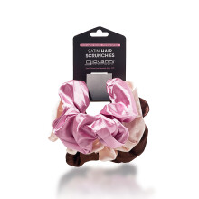 GIOVANNI Satin Extra Large Hair Scrunchies - skonsam mot ditt hr Fashionabla satin hrstylingverktyg - Blush Beige Mrkbrun (Pack med 3)