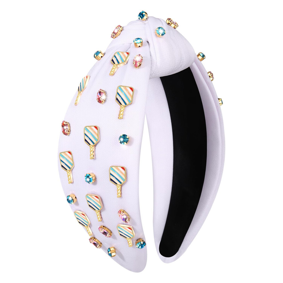 Mokkia Bandeau Pickleball pour femme, bandeau nou    avec strass et perles, bandeau sport pour le jour du match, accessoires de Pickleball, tenues,