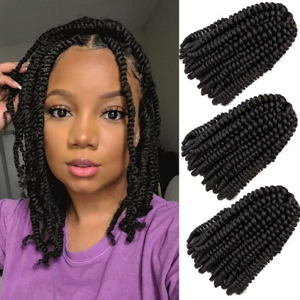 Koskusder Spring Twist Hair 90Strands 8 Inch Fluffy Spring Twist Crochet Hair For Springy Afro Twist Hair Distressed Soft Locs Butterfly Locs Pre-Looped Crochet
