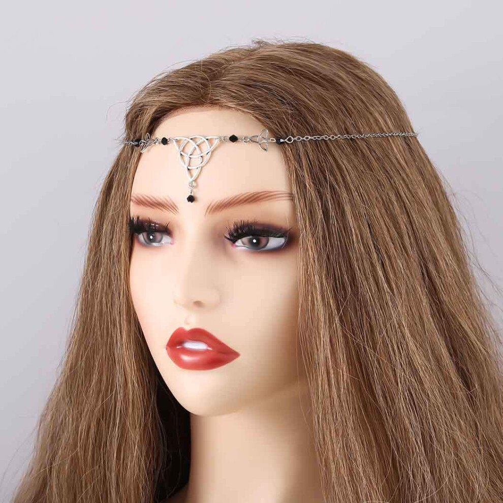 Chicque Boho Head Chain Jewelry Silver Head Jewelry Crystal Headpiece Hollow Hair Chain Wedding Festival Hair Jewelry For Women And Girls
