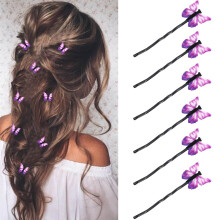Bartosi Butterfly H?rsp?nder Lilla Butterfly Hair Pin Butterfly Dekorative Bobby Pins Bryllupsh?rtilbeh?r til kvinder og piger (pakke med 6)
