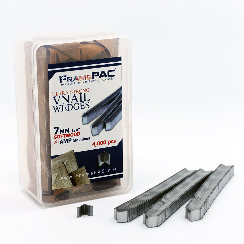 Framepac V Nails For Picture Frames Softwood (Amp) 7Mm (1/4 Inch) [4000 V-Nail Pack Stacked] - (For Use In Automatic V Nailer For Picture Framing Au 638632361451