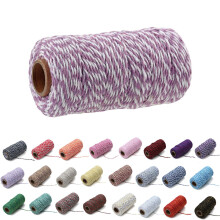 1 Roll 2mm 109 Yard Colourful Cotton Cord Bakers Twine DIY Crafts Gift Wrapping Christmas Wedding Home Decor String Rope (Light Purple+White)