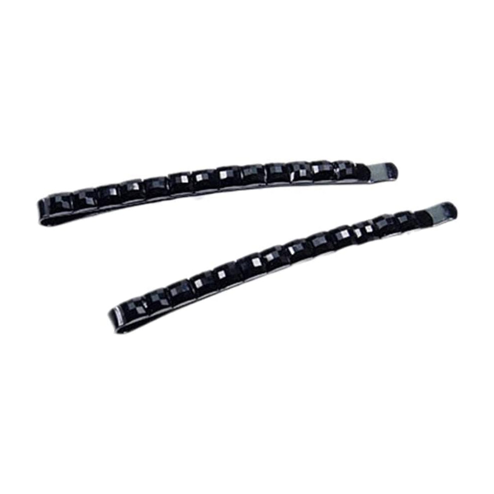 Htppzjr 2Pcs Black Rhinestone Barrettes, Shiny X Shaped Hair Clips, Crystal Diamond Bobby Pin, Shiny Hair Pin, Sparkly Hair Decoration For Women Clip Bangs Me