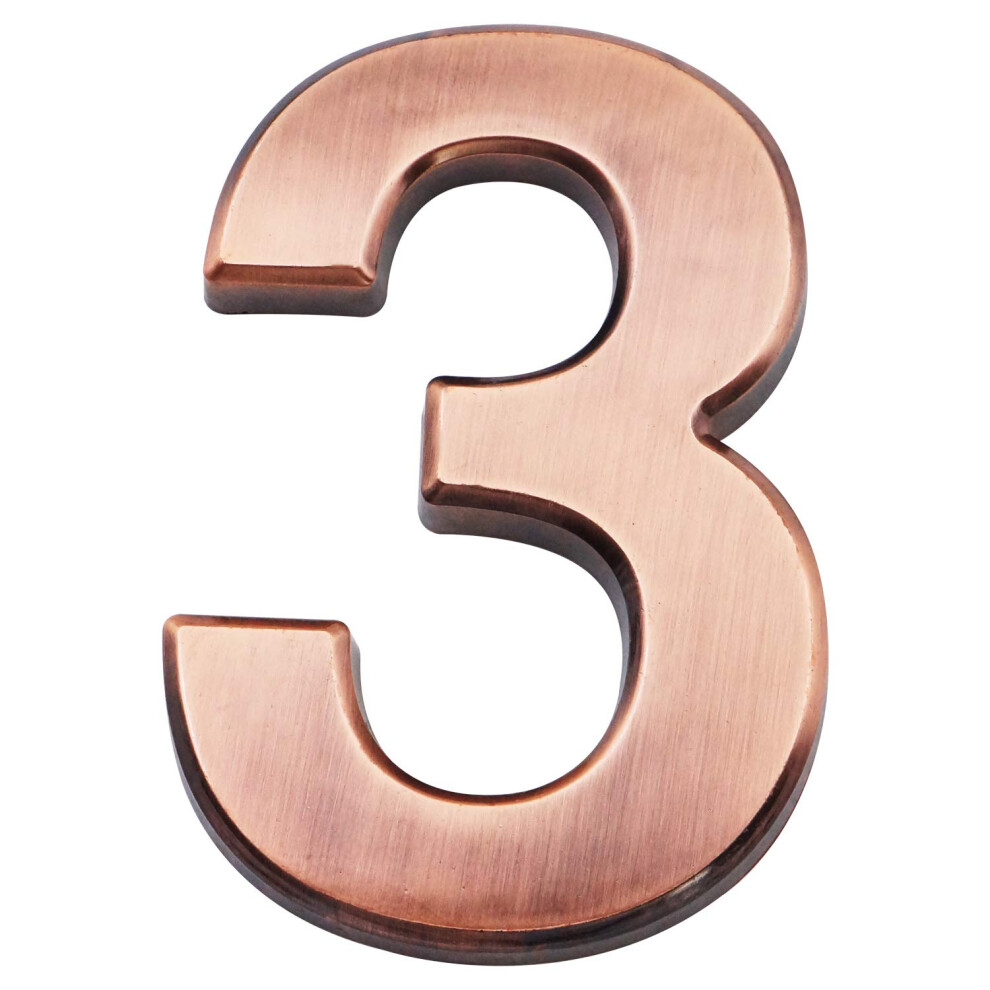 Numéros de maison 3,9 pouces - Plastiques techniques ABS - 1 numéro autocollant pour porte d'appartement ou d'hôtel, en laiton étanche, numéro d'