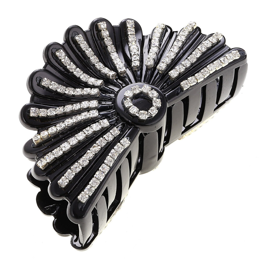Numblartd Gro E, Ausgefallene Haarklammer Aus Schwarzem Acryl Mit Strasssteinen F R Dickes Haar Elegante, Exquisite Haarklammern Mit Platten F-image