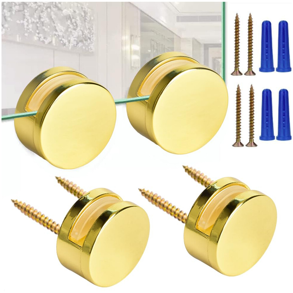 Golden Upgraded 3-5Mm Frameless Mirror Mounting Hardware 4 Pack Dual-Screw Fixing Mirror Mounting Kit With Heavy Duty Long Screws And Anchors (4 Pack) 738170407052
