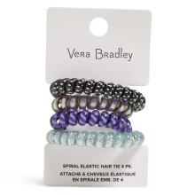Vera Bradley elastische haarelastiekjes voor dames, set van 4 haaraccessoires Tranquil Medallion, n maat