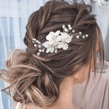Jeairts Blomster Bryllup H?rsp?nder S?lv Perle H?rstykker Krystal Hovedbekl?dning H?rsp?nde Blomster Brude h?rtilbeh?r til kvinder og piger
