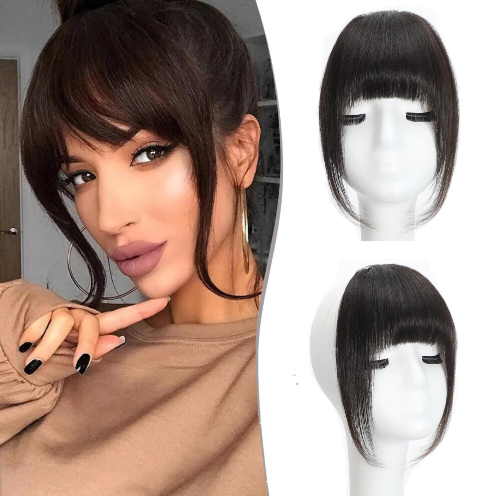Seimainurs Unisex Clip In Bangs - Bangs Hair Clip In Bangs 100% Real Human Hair Extensions Wispy Bangs Clip On Air Bangs For Women Hairpieces Curved Bangs (B
