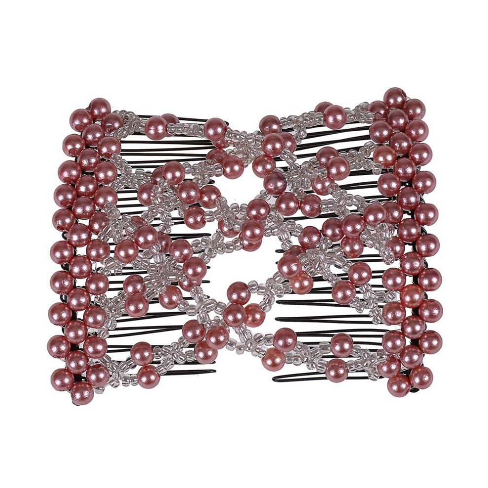 Liebef Lovef 1Pcs Multifunction Easy Magic Hair Comb Stretchy Beaded Hair Comb In Small Beads Hairpin Plate Hair