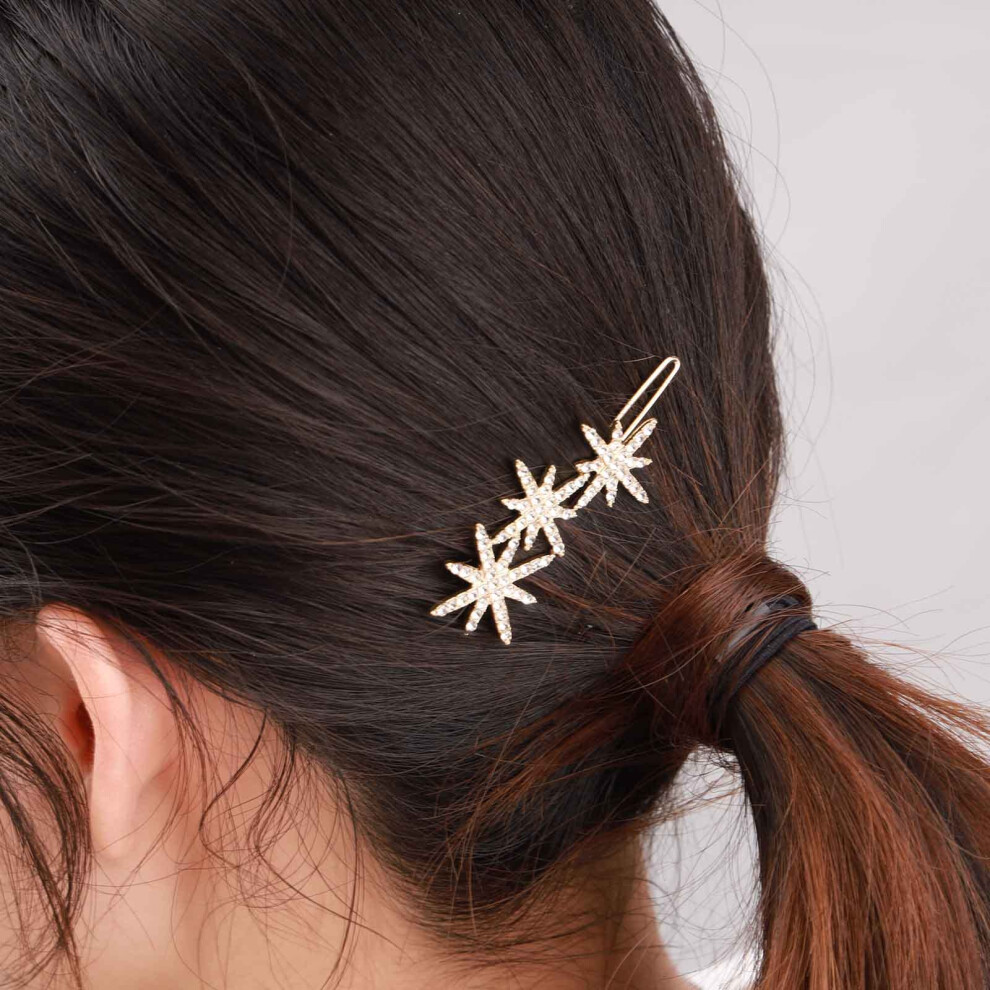 Yiendoo Crystal Starburst Haarspeld Barrette Goud Sprankelende Cz Strass Cluster Sterren Haarspeld Hoofddeksels Mode Bruid Haarspeld Hoofd Clip A-image