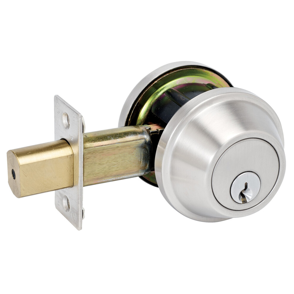Master Lock Dschsd32d Heavy Duty Single Cylinder Grade 2 Commercial Deadbolt With Bump Stop Brushed Chrome Finish 071649150593
