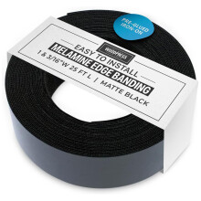 WoodPress? 1 & 3/16 inch Matt Black Melamine Edge Banding Pre-Glued Veneer Tape - 25 ft Roll - Iron-On for Easy DIY Application - Will Cover The