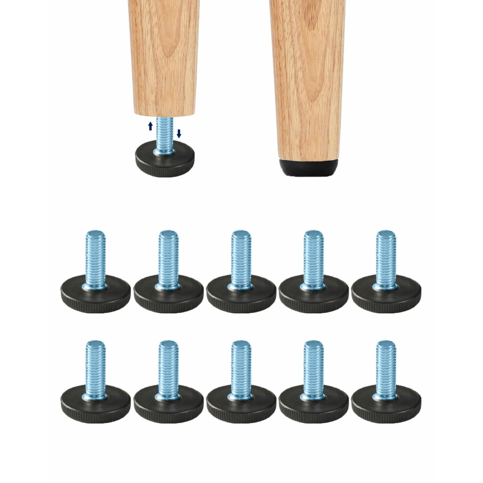 Wafjamf M6 12Pcs Adjustable Furniture Levelers Screw In Threaded Adjustable Levelers Feet Screw On Furniture Glide Leveling For Table Chair Furnitu 723496241336
