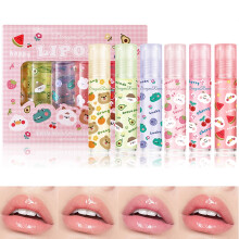 Bekoeen Lip Gloss Clear Jelly Lipstick Set 6Pcs Roll On Lip Gloss Long Lasting Moisturizing Lip Balm Lip Glow Oil Nutritious Balm Lip Makeup for Wom